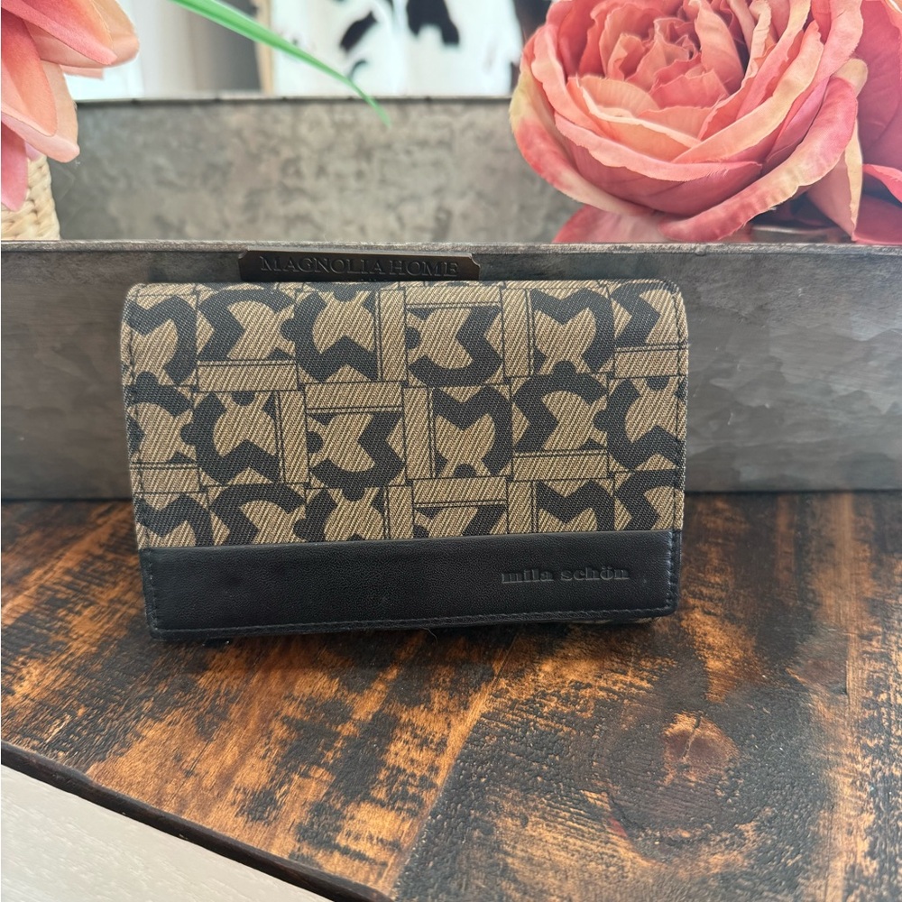 Mila Schön Brown and Black Monogram Wallet